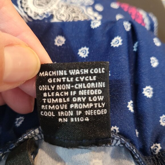 New Directions Womens Blue Paisley Border Print Wide-Leg Pants L Polyester/Spand - Picture 7 of 9